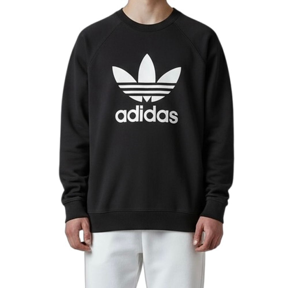 Adidas Adicolor Trefoil Sweatshirt Black Size LARGE